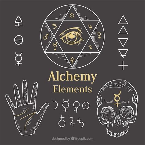 Outlined alchemy elements Vector | Free Download