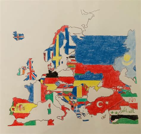 A map I drew of Europe and its flags | Scrolller