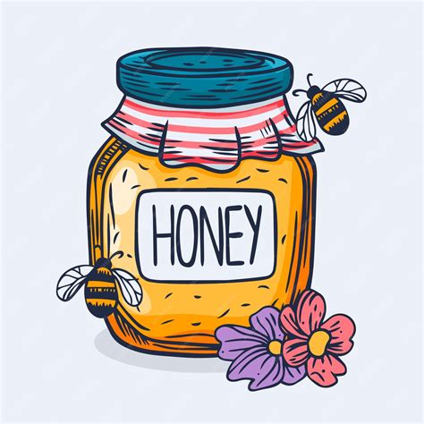 Free Vector | Hand drawn honey jar drawing illustration