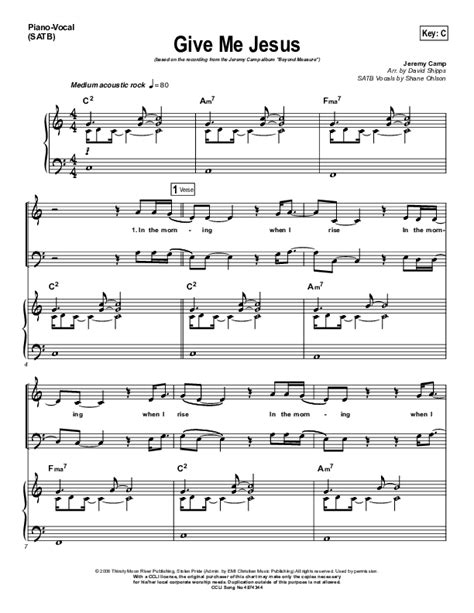 Give Me Jesus Sheet Music PDF (Jeremy Camp) - PraiseCharts