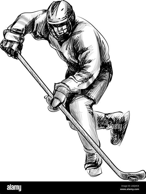 Hockey player. Hand drawn sketch. Winter sport. Vector illustration of ...