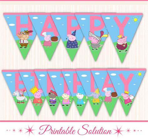 Peppa Pig Banner Peppa Pig Birthday Banner por PrintableSolution Peppa Pig Birthday Decorations ...