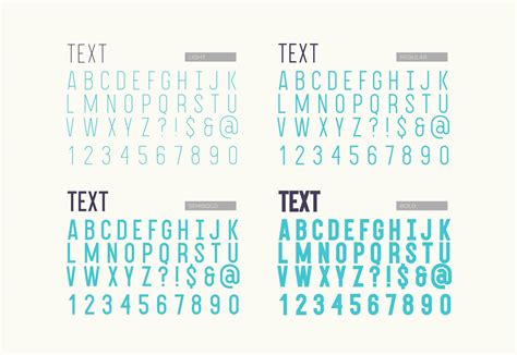 Set of vector font light, regular, semibold and bold style 7654770 ...