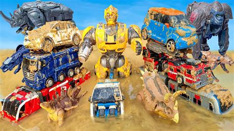 New TRANSFORMERS - Team MAXIMALS Mud of ROAD: Giant BUMBLEBEE DINOSAUR REX TRUCK TRAIN BOAT ...