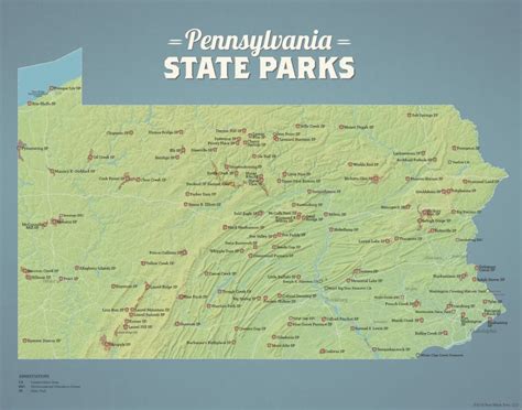 Pennsylvania State Parks Map 11x14 Print - Etsy