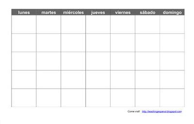 Teaching Español: Print a Blank Spanish Calendar