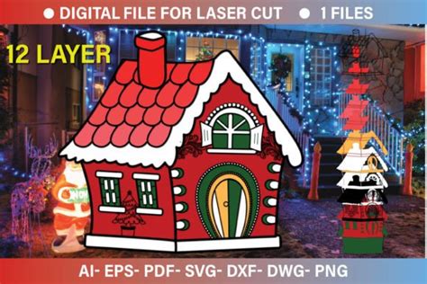 3d Christmas House Paper Cut SVG File Graphic by Design Empire · Creative Fabrica