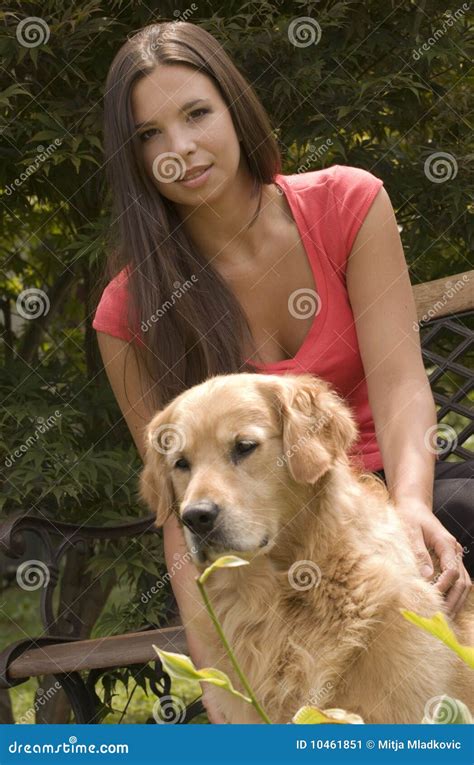 Girl With Golden Retriever Stock Image - Image: 10461851