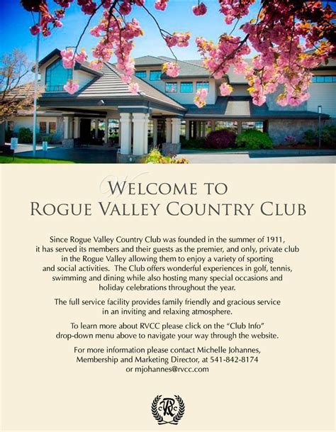 Rogue Valley Country Club. The Club offers wonderful experiences in ...