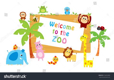 Cute Animals Welcome Zoo Stock Vector 104453480 - Shutterstock