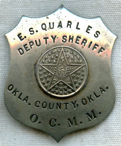 1910s Oklahoma County, Oklahoma Deputy Sheriff Badge Named to E. S ...