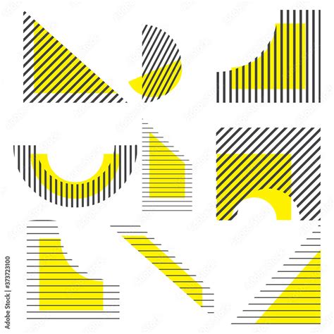 geometric shapes in yellow and black, a universal trend. Design elements for magazines, leaflets ...