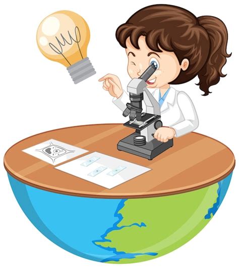 Free Vector | Scientist girl using microscope