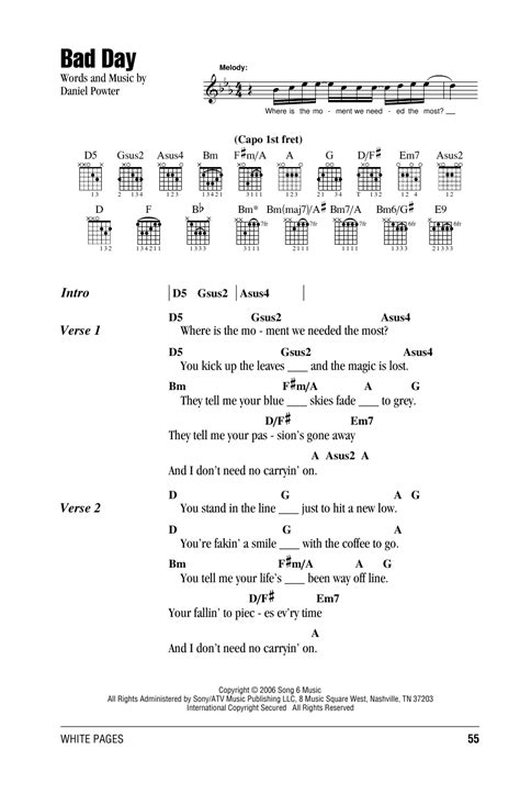 Bad Day by Daniel Powter - Guitar Chords/Lyrics - Guitar Instructor