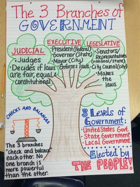 The 3 Branches of Government Anchor Chart Third Grade Social Studies, Homeschool Social Studies ...