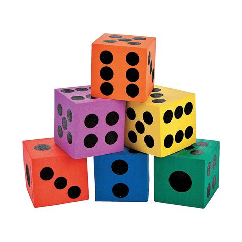 Set of 6 Coloured Foam Dice