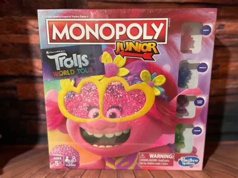 NEW - HASBRO Monopoly Junior DreamWorks Trolls World Tour Edition Board ...