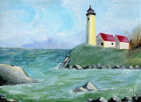 Lighthouse on the Ocean Painting by Follow Themoonart - Pixels