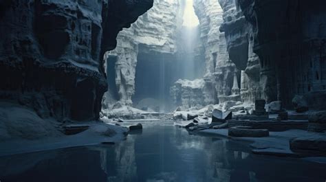 Premium AI Image | A photo of a karst landscape with limestone caves and grottos eerie moonlight