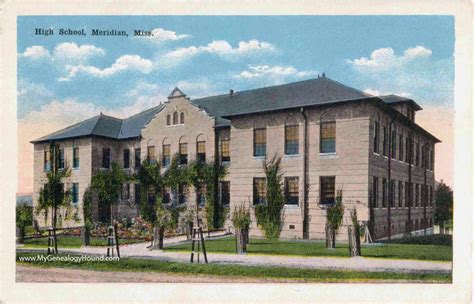 Meridian, Mississippi, High School, vintage postcard photo