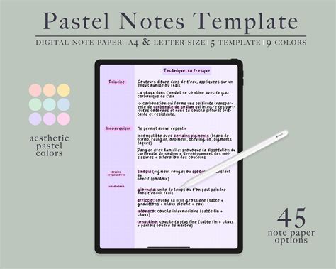 Digital Note Taking Template, Pastel Digital Note Paper, Goodnotes Notes Template for iPad Notes ...