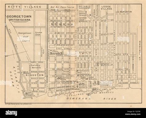 GEORGETOWN. Vintage town map. British Guiana (Guyana) /Guyana ...