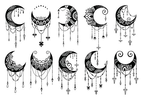 Set of Crescent Moon Decoration – Crella