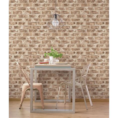 Brewster 56.4 sq. ft. Jomax Neutral Warehouse Brick Wallpaper UW24762 - The Home Depot | Brick ...