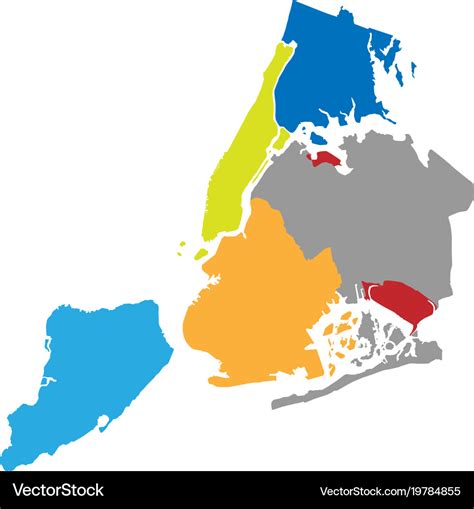 New york boroughs map nyc districts Royalty Free Vector