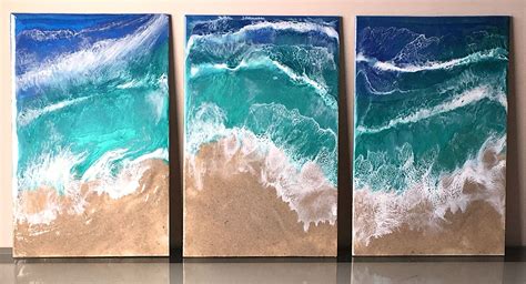 Resin Triptych using Real Sand | Beach scene painting, Art, Resin art