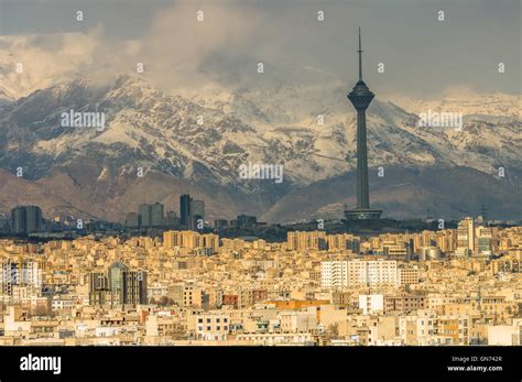 Tehran skyline during "revolution day" anniversary. Iran, 2016 Stock Photo - Alamy