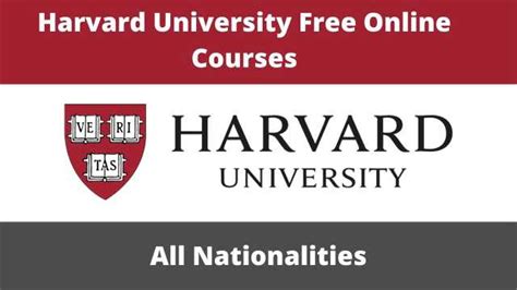 Harvard University Free Online Courses for International Students