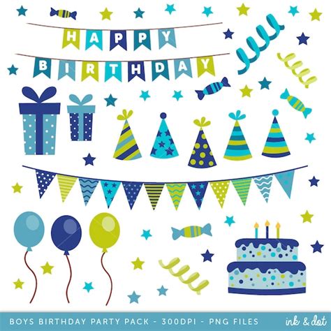 Happy Birthday Clip Art Boys Birthday Clipart Birthday Cake - Etsy