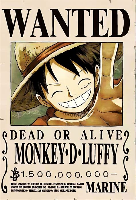 Luffy 1.5 billion bounty poster 4k | One piece episodes, Manga anime ...