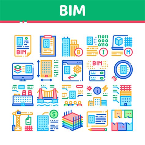 Bim Building Information Modeling Icons Set Vector 17593995 Vector Art at Vecteezy