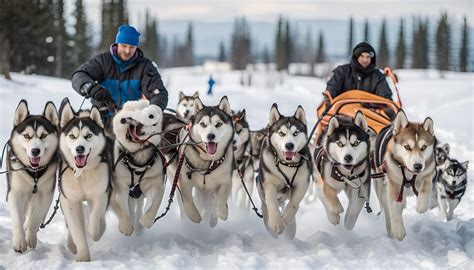 Siberian Husky training their sled and their musher - AI Generated Artwork - NightCafe Creator