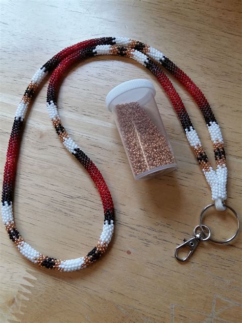 Bead ID lanyard #peyotestitch #beading #beadedlanyard #forsale | Beaded necklace designs, Bead ...