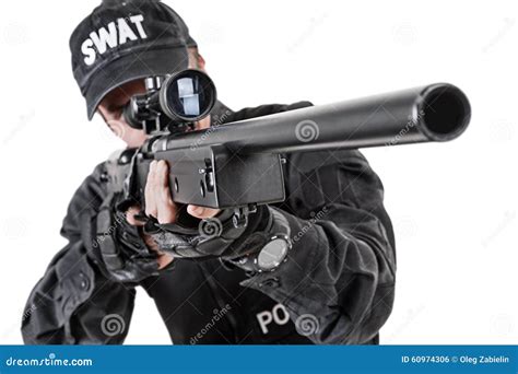 Police Officer with Weapons Stock Photo - Image of enforcement, commando: 60974306