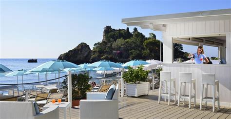 The beach club of La Plage Resort, beach hotel in Taormina