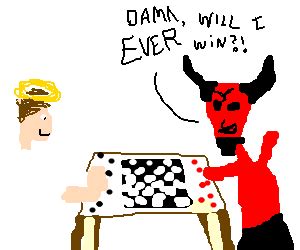 Jesus and Satan play chess - Drawception