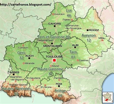 Carte Midi-Pyrénées Departement - Carte France Département Région