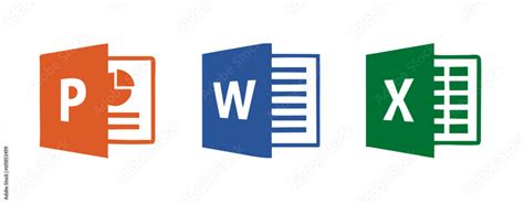 Vecteur Stock Microsoft Excel, Word and Power Point icon set. Vector ...