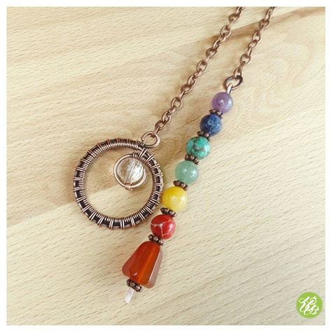 Healing chakra pendulum necklace wire wrapped chakra