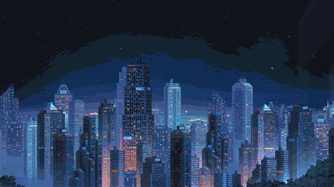 Pixel art cityscape, skyscrapers, retro, Games, HD wallpaper | Peakpx