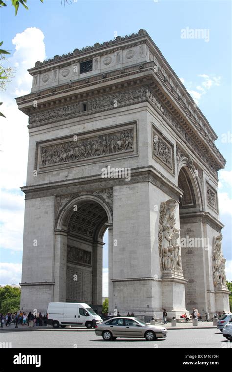 The Arc de Triomphe de l'Etoile, the Triumphal Arc from the side, Paris ...