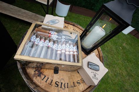 Cigar & Whiskey Bar at Outdoor Wedding