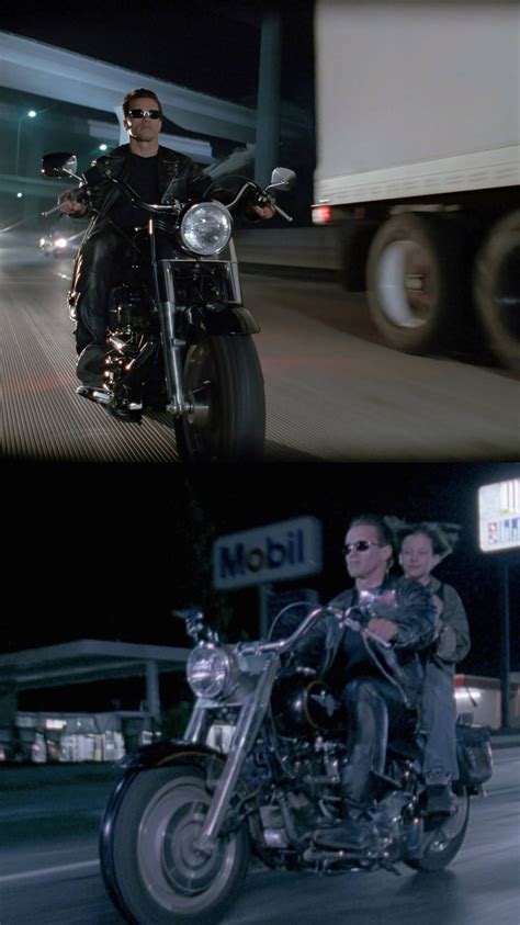 In Terminator 2, the T-800 rides the motorcycle at night without the ...