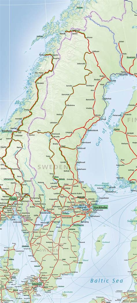 Sweden rail map - Rail map of Sweden (Northern Europe - Europe)