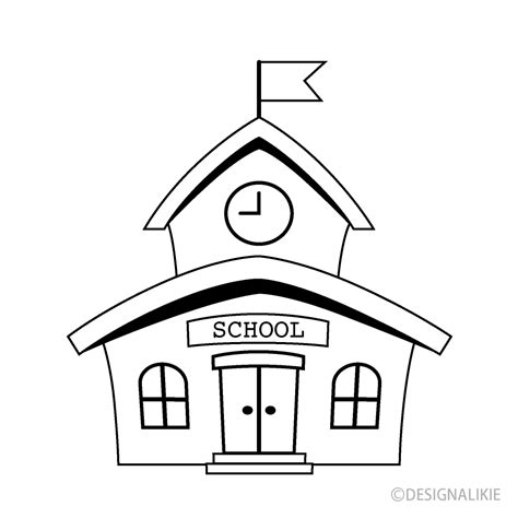 School Building ClipArt Black And White