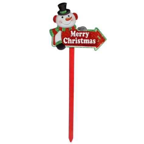 28" Merry Christmas Yard Stake Santa Sled Snowman Lawn Garden Holiday ...